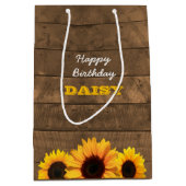 ヒマワリ及びBarnwoodのパーソナライズなギフトバッグ ミディアムペーパーバッグ (正面)