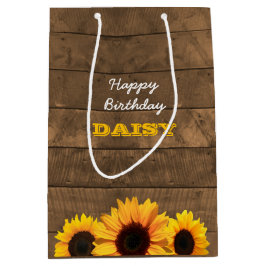 ヒマワリ及びBarnwoodのパーソナライズなギフトバッグ ミディアムペーパーバッグ