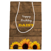 ヒマワリ及びBarnwoodのパーソナライズなギフトバッグ ミディアムペーパーバッグ (裏面)