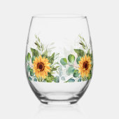 ヒマワリ名前をカスタムするモノグラムイニシャル ステムなしワイングラス (左)