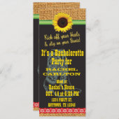 ヒマワリ女性のカーボーイバチェロレッテ招待状 招待状 (正面/裏面)