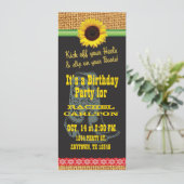 ヒマワリ女性のカーボーイ誕生パーティーの招待 招待状 (スタンド正面)