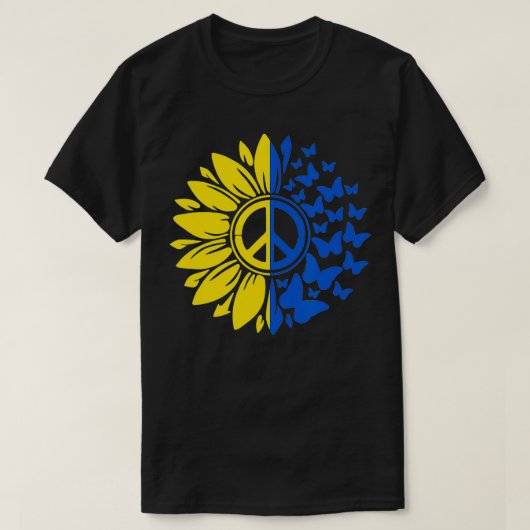 ヒマワリ平和ウクライナフラッグUkraine Fla Tシャツ (デザイン正面)