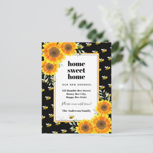 ヒマワリ幸せででぶつかれるミツバチ新居 案内ポストカード (スタンド正面)