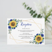 ヒマワリ幾何学的ブルーフローラ披露宴 エンクロージャーカード (スタンド正面)