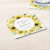 ヒマワリ庭園の結婚式コースター スクエアペーパーコースター (アングル)