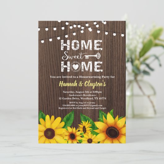 ヒマワリ引っ越し祝いパーティーパーティの招待状スイートホーム 招待状 (スタンド正面)