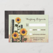 ヒマワリ彫りのフェンスが結婚式のRSVPカードを掲載 出欠カード (正面/裏面)