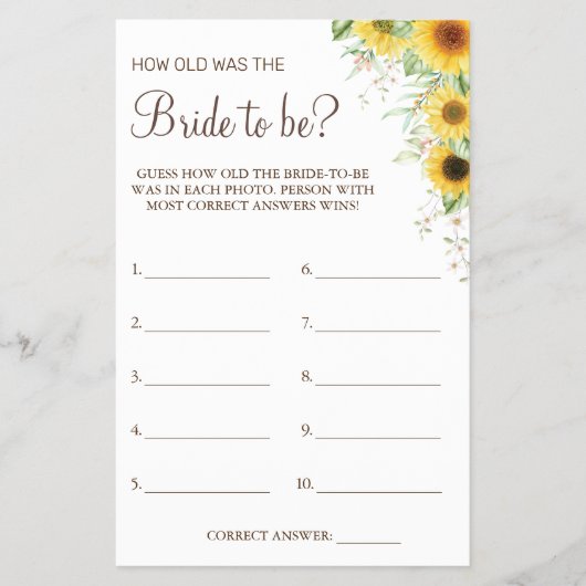 ヒマワリ彼女のシャワーゲームカードの年齢を推測 チラシ (正面)