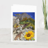 ヒマワリ恐竜誕生日折り畳みグリーティングカード カード (裏面)