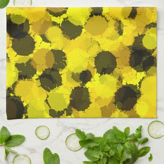 ヒマワリ抽象芸術黄色パタモダンーン自然 キッチンタオル (折り畳み)