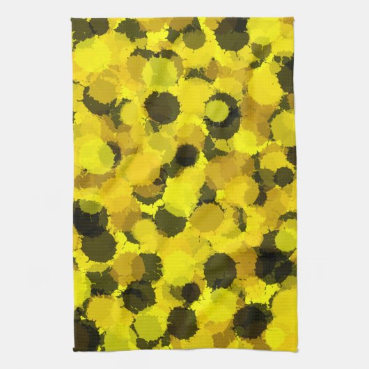 ヒマワリ抽象芸術黄色パタモダンーン自然 キッチンタオル (縦)