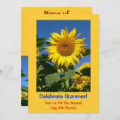 ヒマワリ招待状カード(夏用パーティー) 招待状 (正面/裏面)