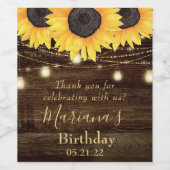 ヒマワリ文字列ライトバースデーパーティーは勝利を得る ワインラベル (シングルラベル)