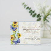 ヒマワリ旋回フローラフレームブルーバタフライ招待状 招待状 (スタンド正面)