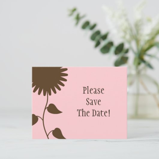 ヒマワリ日付はがきをピンク色で保存 案内ポストカード (スタンド正面)