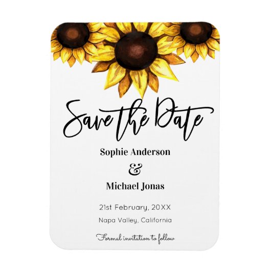 ヒマワリ日付黄色の白を保存 マグネット (縦)