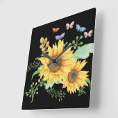 ヒマワリ春 スクエア壁時計 (傾斜)