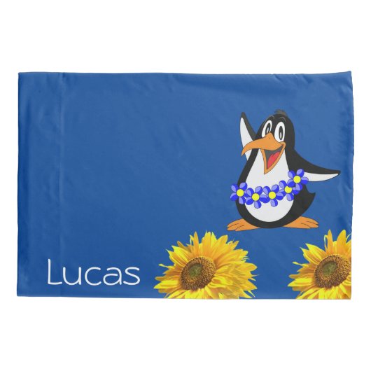 ヒマワリ枕ケース、フローラペンギン 枕カバー (裏面)