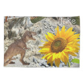 ヒマワリ枕ケース、フローラ恐竜 枕カバー (裏面)