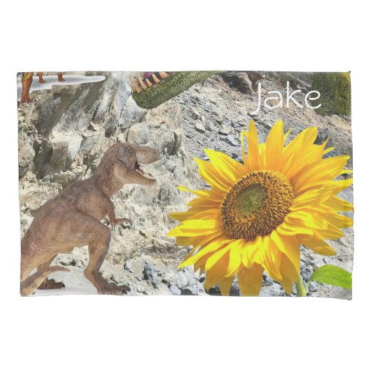 ヒマワリ枕ケース、フローラ恐竜 枕カバー (正面)