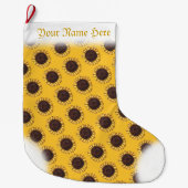 ヒマワリ柄のカスタムゴールドのクリスマスストッキング ラージクリスマスストッキング (正面)