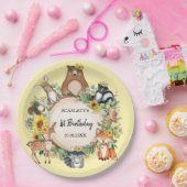 ヒマワリ森林動物ベビー誕生日 ペーパープレート (パーティー)
