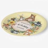 ヒマワリ森林動物ベビー誕生日 ペーパープレート (アングル)