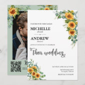 ヒマワリ植物学 |ユーカリ結婚プス 招待状 (正面/裏面)