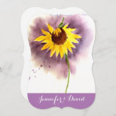 ヒマワリ水彩カスタム結婚式招待状 招待状 (正面/裏面)