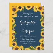 ヒマワリ水彩フローラ婚約パーティ 招待状 (正面/裏面)