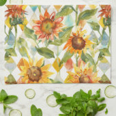 ヒマワリ水彩フローラ キッチンタオル (折り畳み)