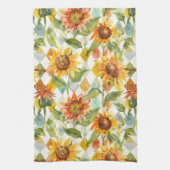 ヒマワリ水彩フローラ キッチンタオル (縦)