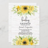 ヒマワリ水彩ベビーシャワー招待状 招待状 (正面/裏面)