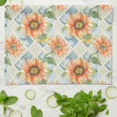 ヒマワリ水彩柄 キッチンタオル (折り畳み)