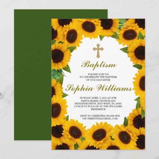 ヒマワリ洗i̇礼 招待状 (正面/裏面)