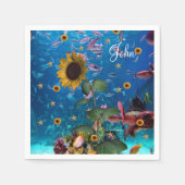 ヒマワリ海フィッシュ紙ナプキンス スタンダードカクテルナプキン (正面)