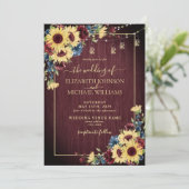 ヒマワリ海軍ブルーブルゴーニュフローラウッド写真 招待状 (スタンド正面)