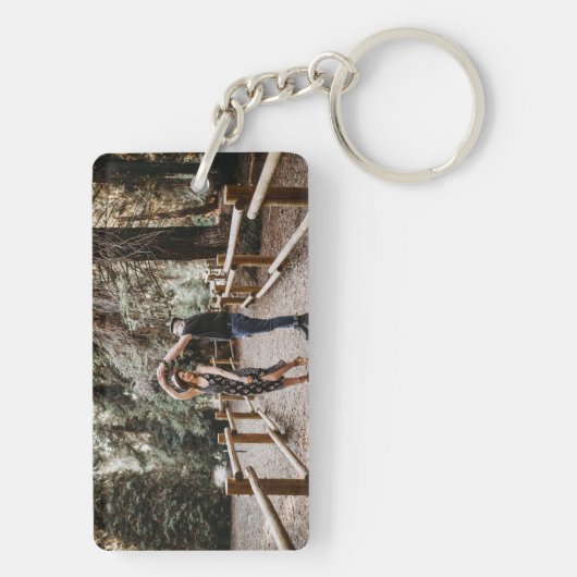 ヒマワリ海軍ブルーブルゴーニュ木材フローラ写真 キーホルダー (裏面)