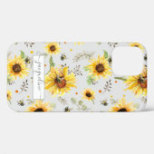 ヒマワリ灰色イエローのまわりにユーカリ葉 Case-Mate iPhoneケース (裏面 (横))