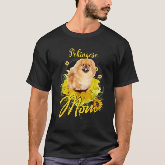 ヒマワリ牡丹ママ犬の母の日 Tシャツ (正面)