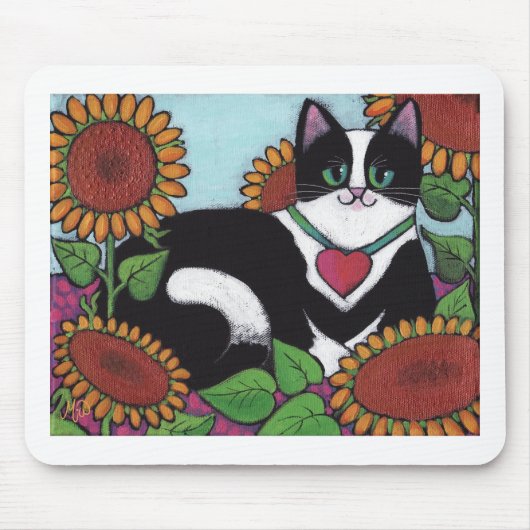 ヒマワリ猫 マウスパッド (正面)