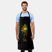 ヒマワリ男性へ信仰女性おもしろい、サンシャイン、エンドウ エプロン (着用した状態)