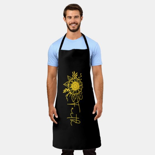 ヒマワリ男性へ信仰女性おもしろい、サンシャイン、エンドウ エプロン (着用した状態)