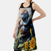 ヒマワリ畑のゴリラ猿 エプロン (インサイチュ)