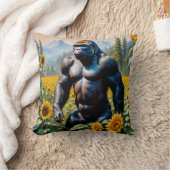 ヒマワリ畑のゴリラ猿 クッション (ブランケット)