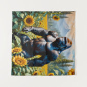 ヒマワリ畑のゴリラ猿 タペストリー (正面(横))