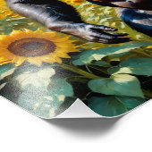 ヒマワリ畑のゴリラ猿 フォトプリント            (角)