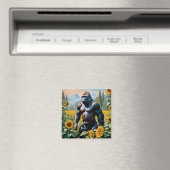 ヒマワリ畑のゴリラ猿 マグネット (インサイチュ (食洗機))