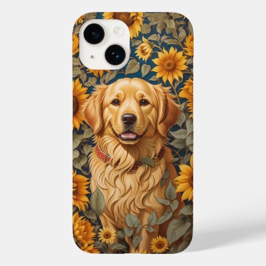 ヒマワリ畑のゴールデンレトリバー犬 Case-Mate iPhoneケース (裏面)